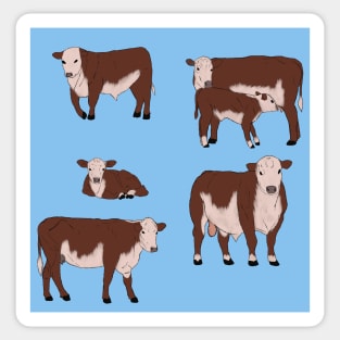 Hereford Cattle Pattern Blue Sticker